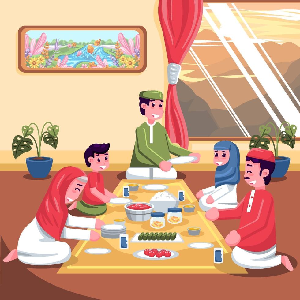 Family Gathering during Eid Fitr vector
