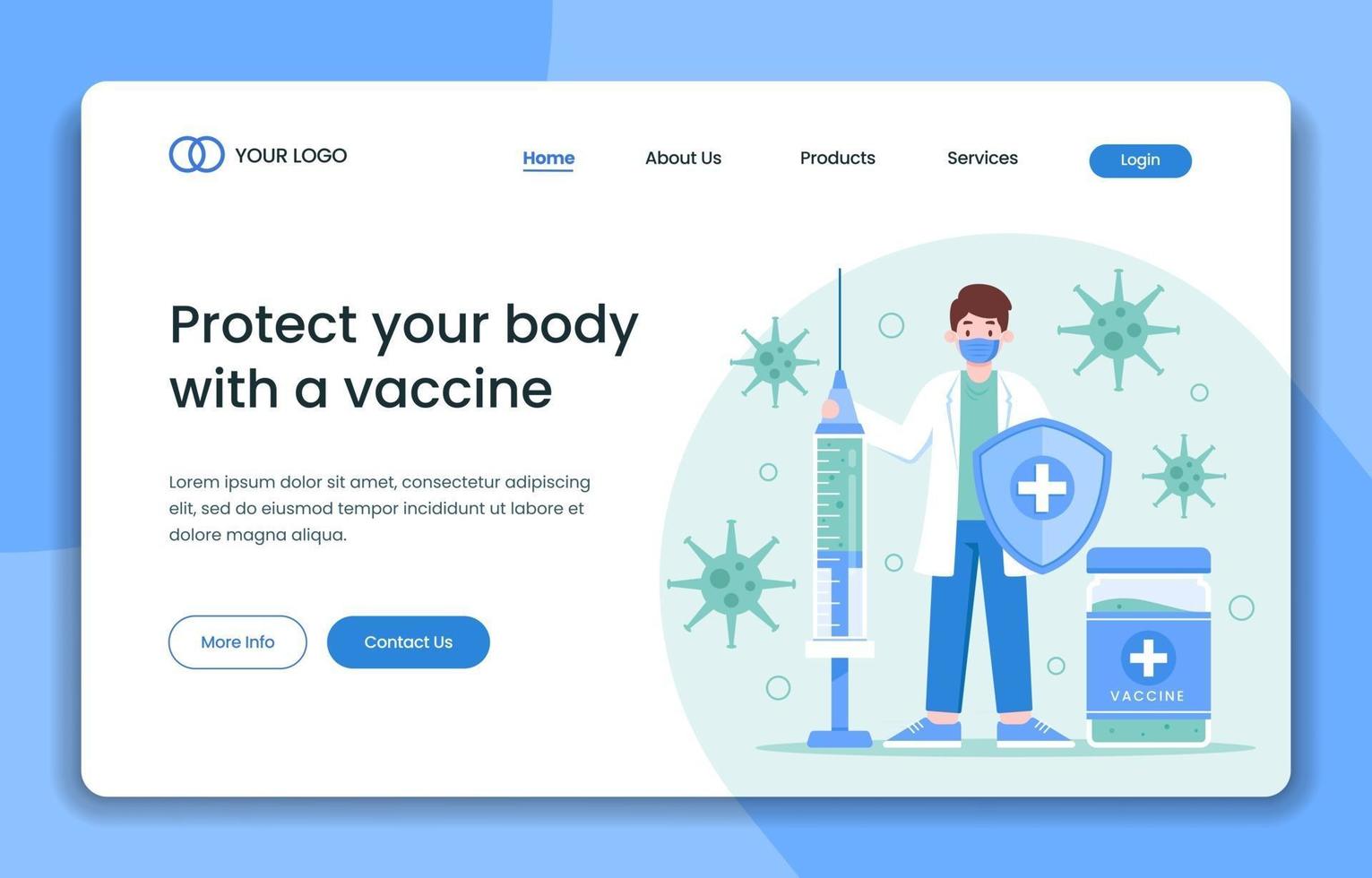 Vaccination Covid 19 Landing Page vector