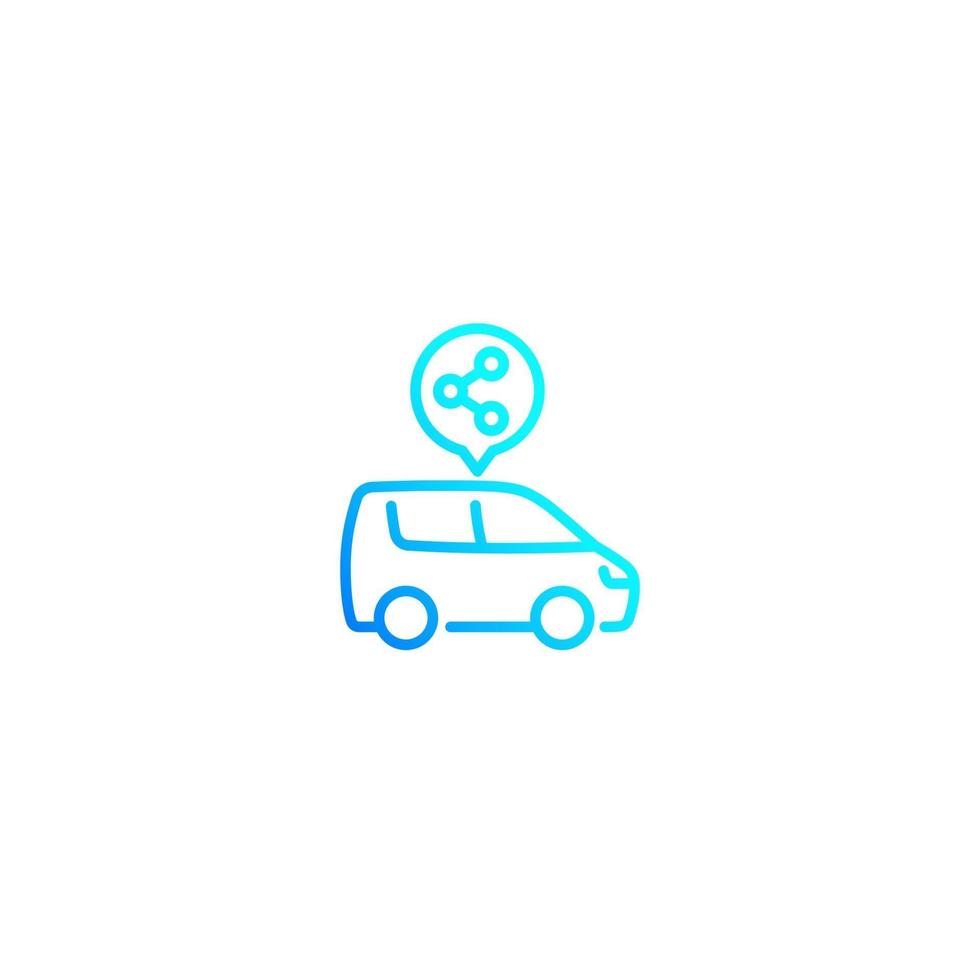 carsharing or carpooling vector linear style icon on white