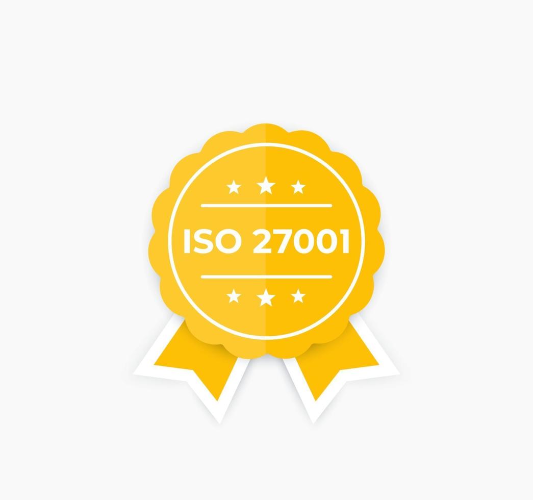 ISO 27001 information security standard badge or vector label