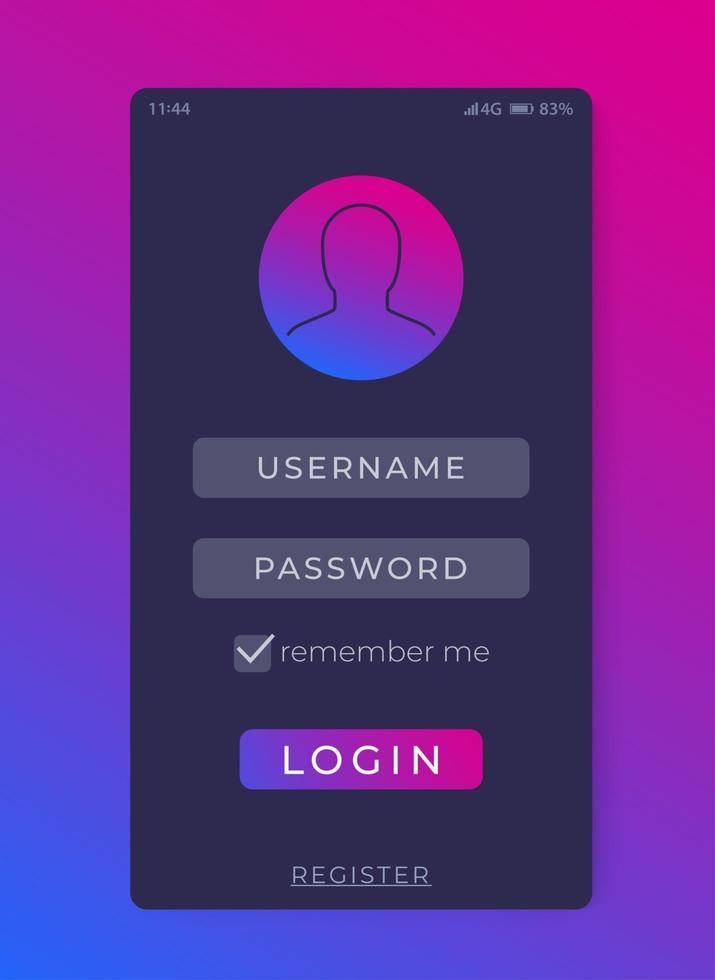 Login or Sign in form mobile interface vector