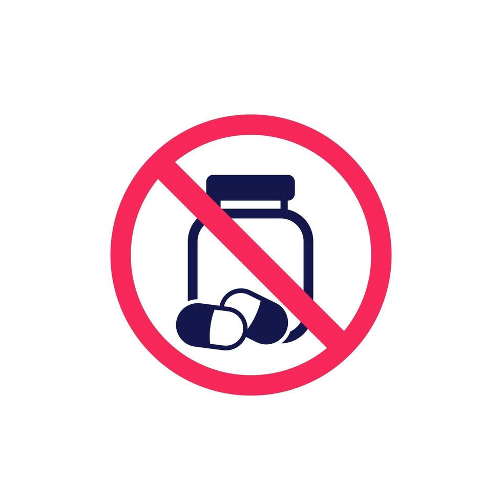 No pills and drugs sign vector