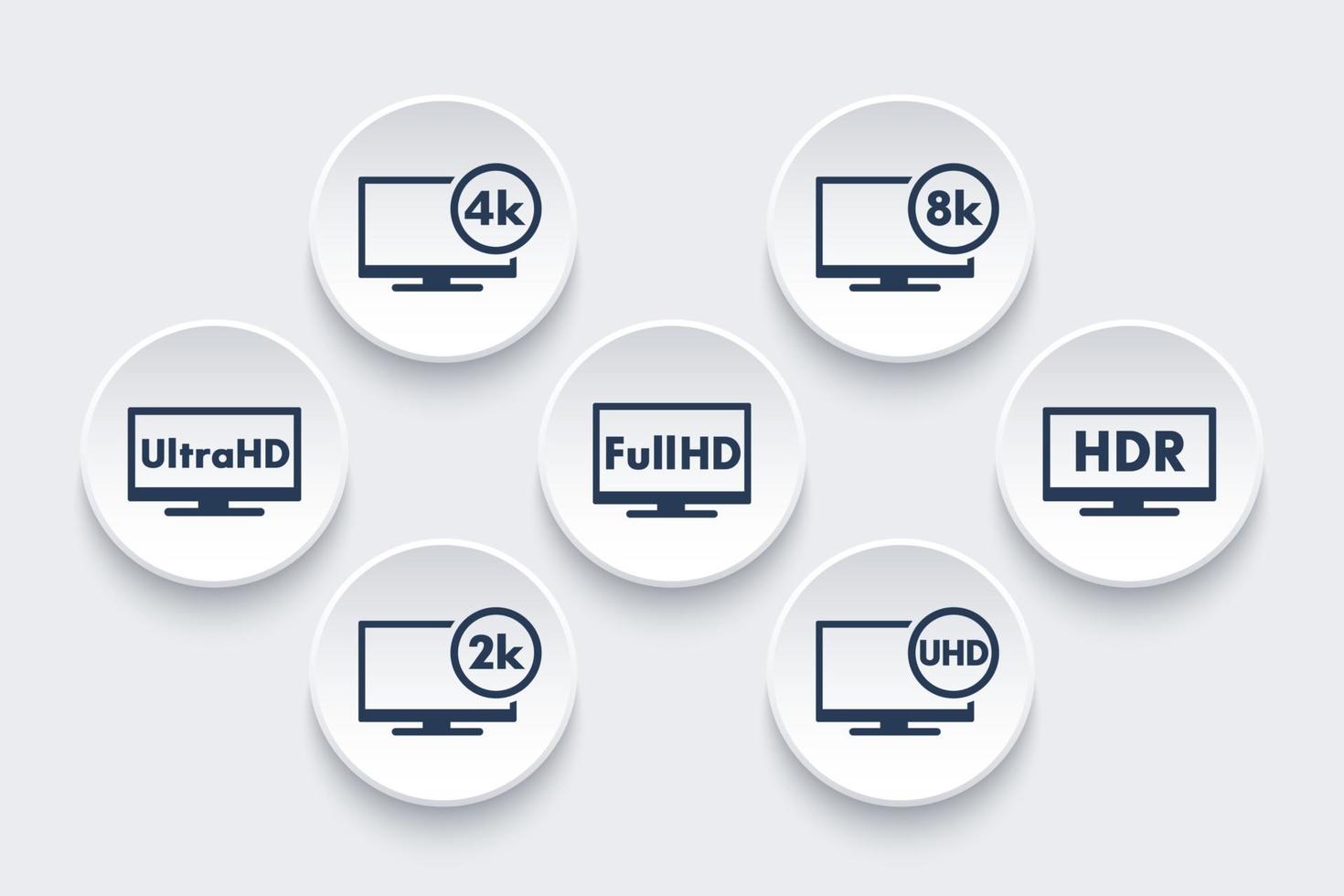 Ultra HD TV and Full HD or 4k and 8k video icons vector