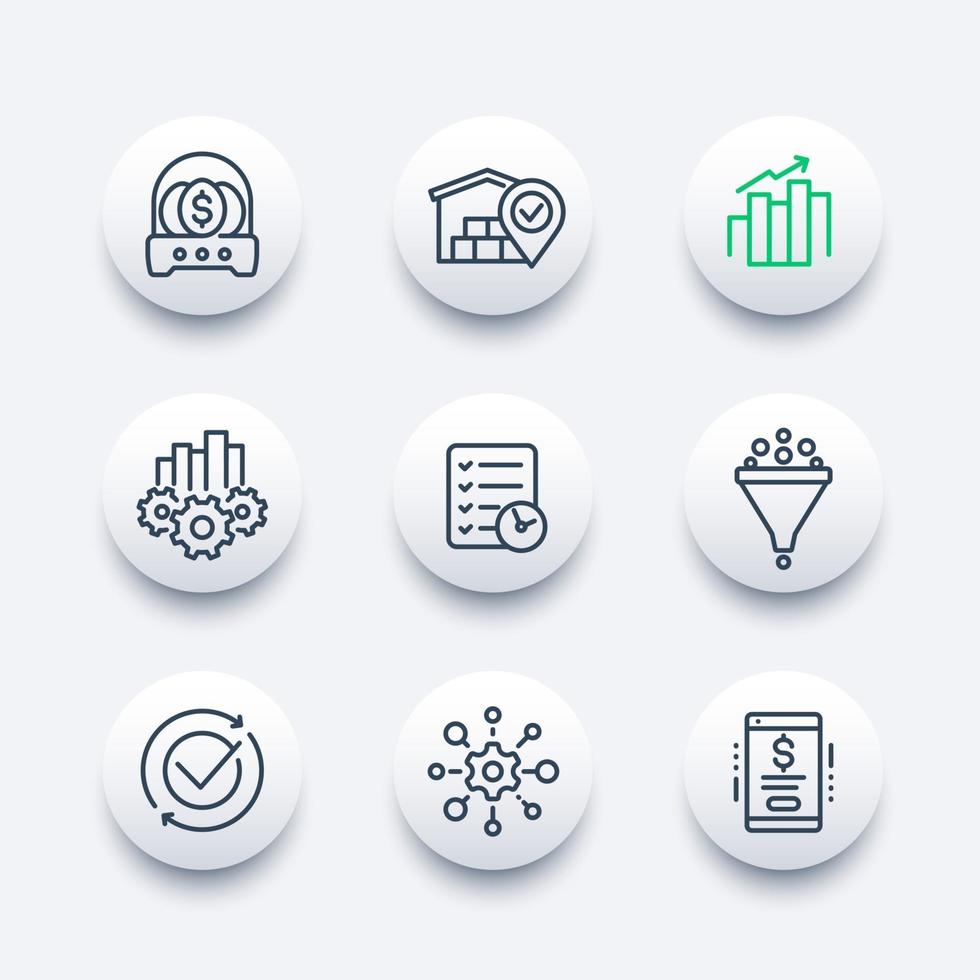 business management icons line vector set