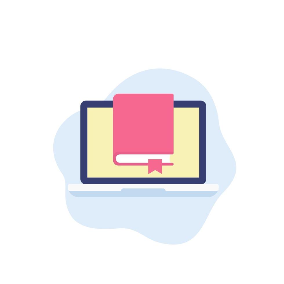 book and laptop or electronic library icon vector