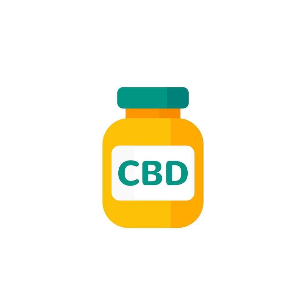 icono de botella de aceite de cbd en blanco vector