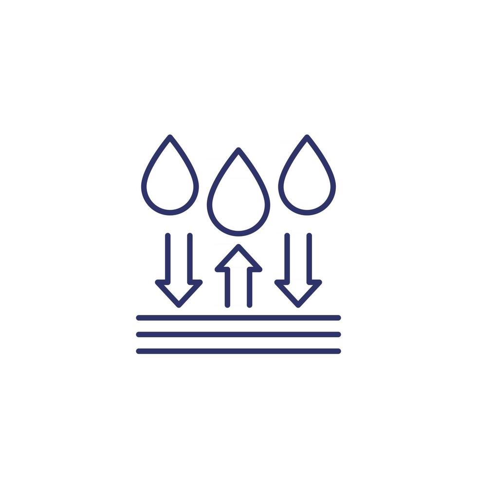 waterproof or water resistant vector line icon on white