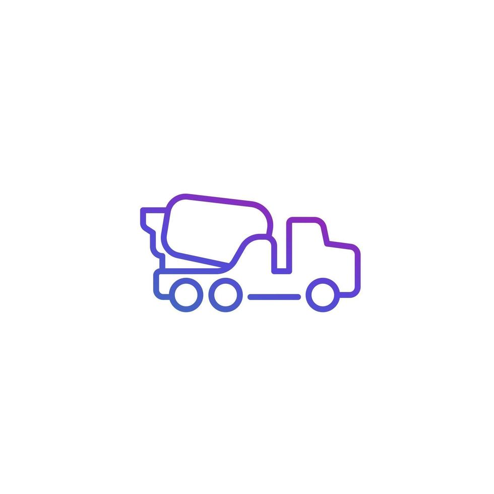 concrete mixer truck line icon vector