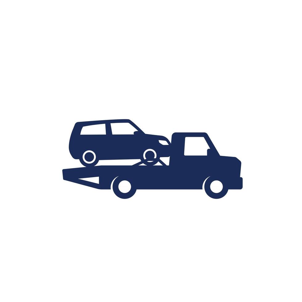 Car towing truck vector icon on white