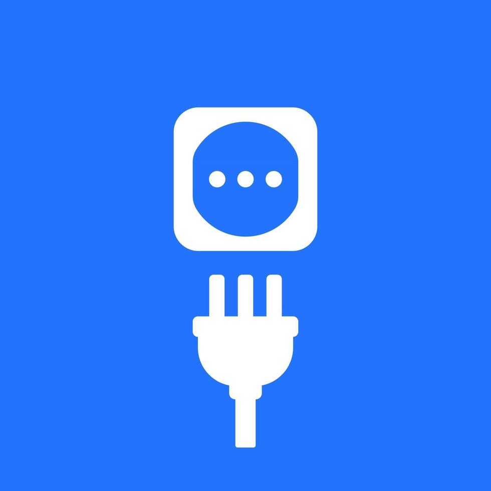 electric plug with 3 pins and socket vector