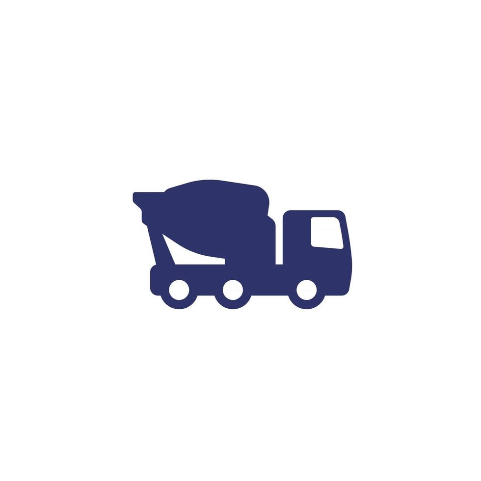 concrete mixer truck icon on white vector