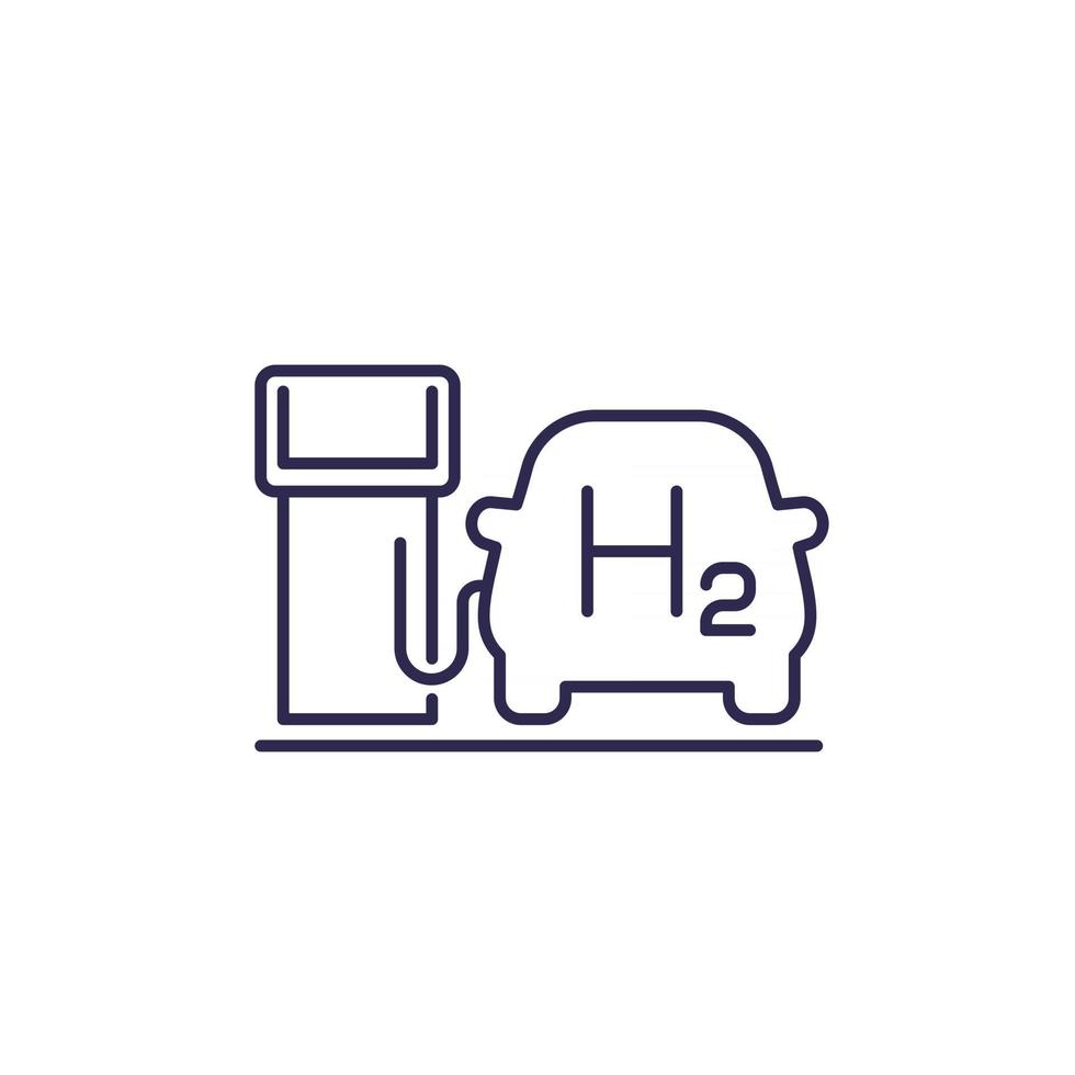 hydrogen car at charging station line icon vector