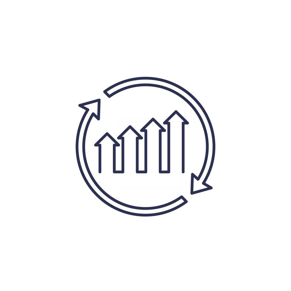 continuous growth icon line vector on white