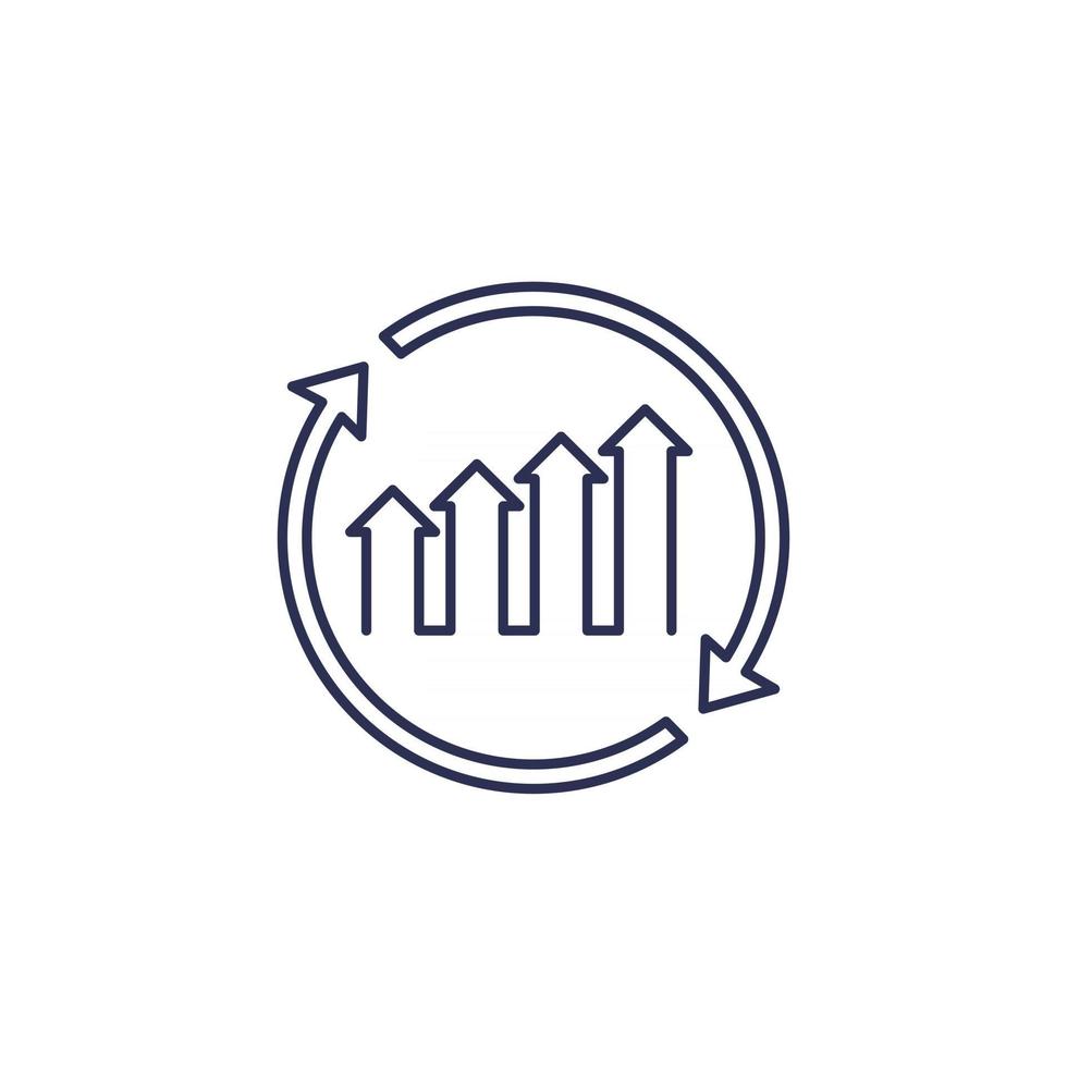 continuous growth icon line vector on white