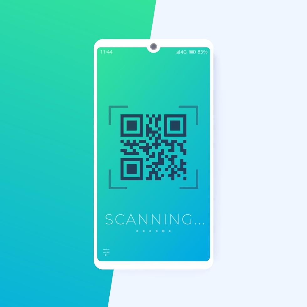 QR code scanning in smart phone vector