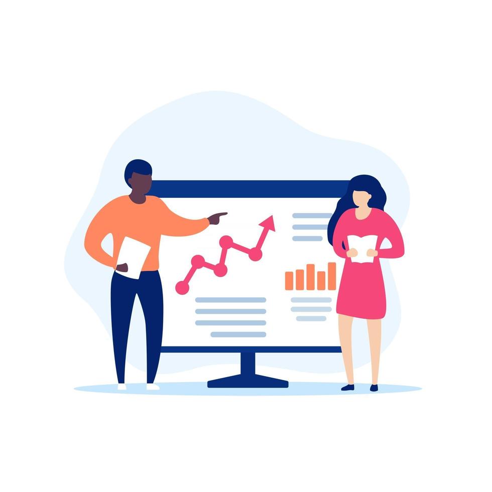 Presentation with business data vector illustration