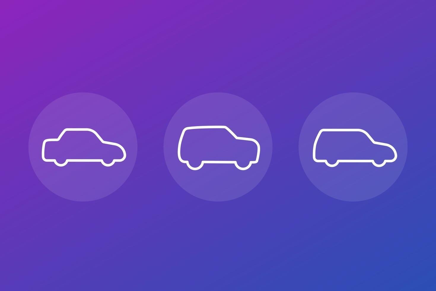 sedan suv and minivan line vector icons