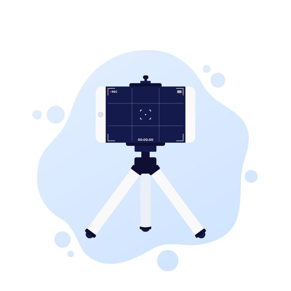 mobile phone on tripod for vlog recording with smartphone vector