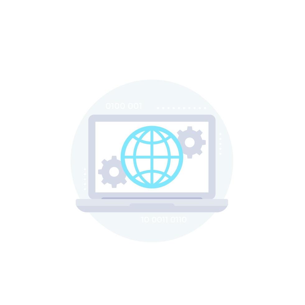 Global settings and network configuration vector icon