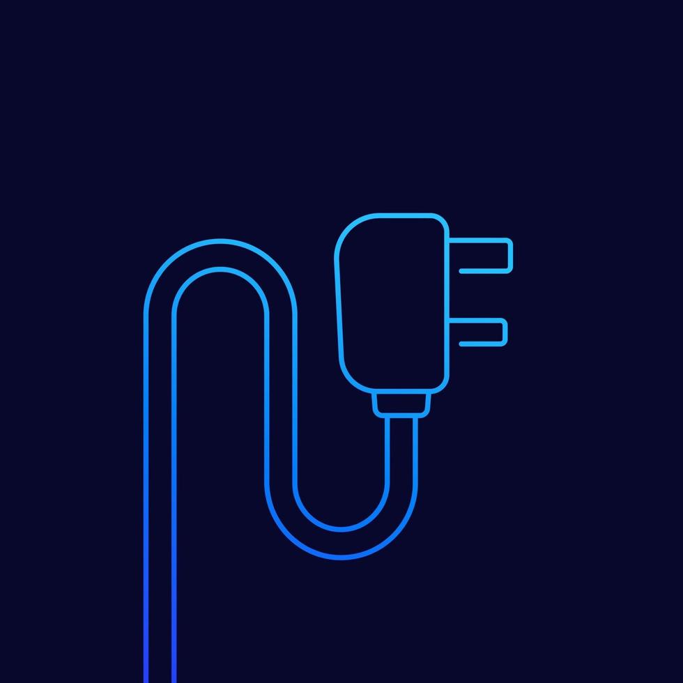 uk plug with cord line icon vector