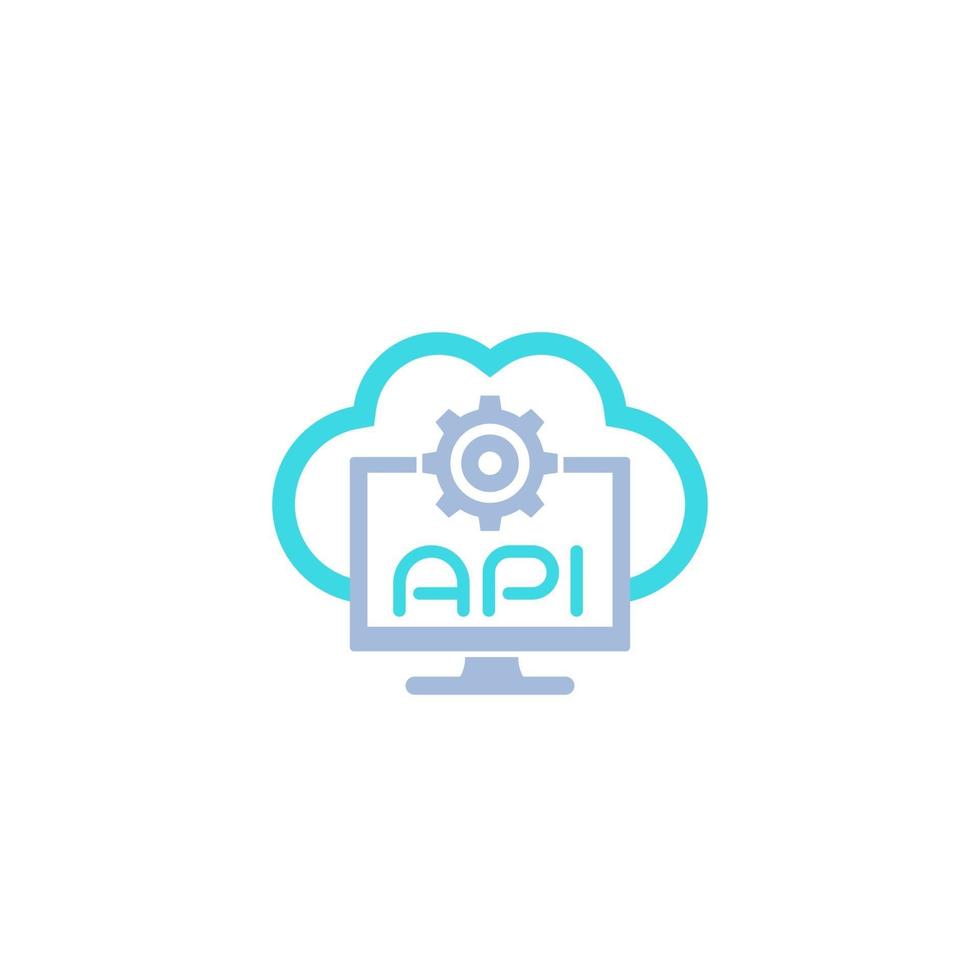 icono de vector de integración de software y api en la nube