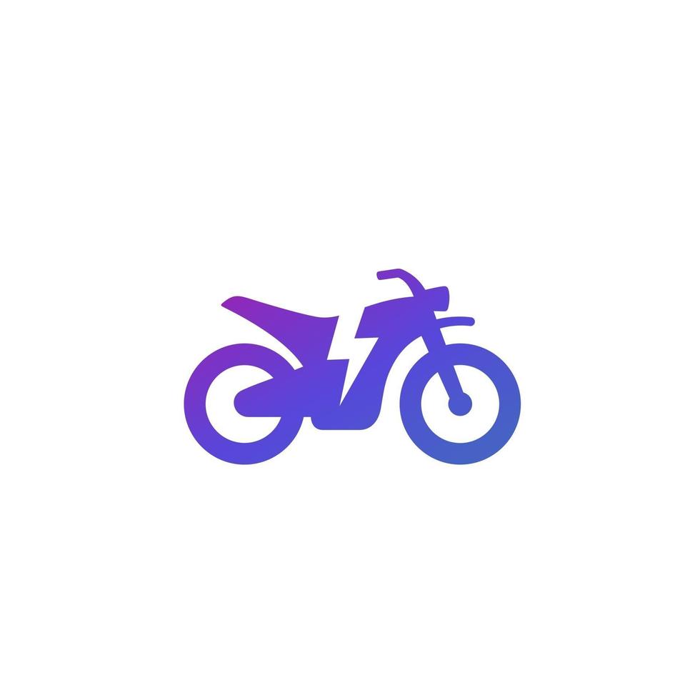 Icono de bicicleta o motocicleta eléctrica en blanco vector