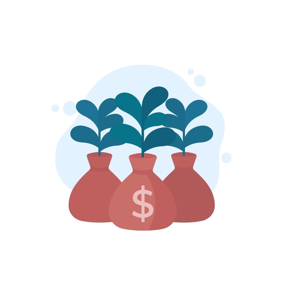 Money bag and project financing or investing vector icon