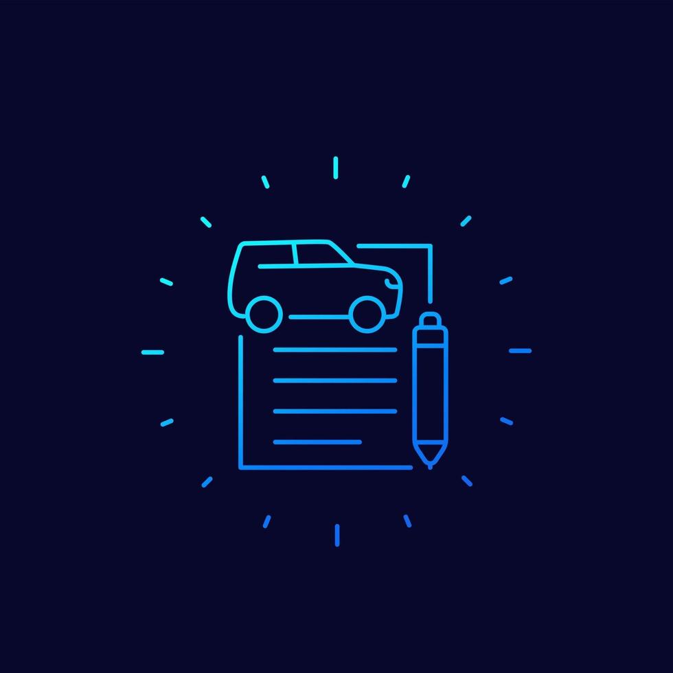 car loan or auto insurance contract vector thin line icon