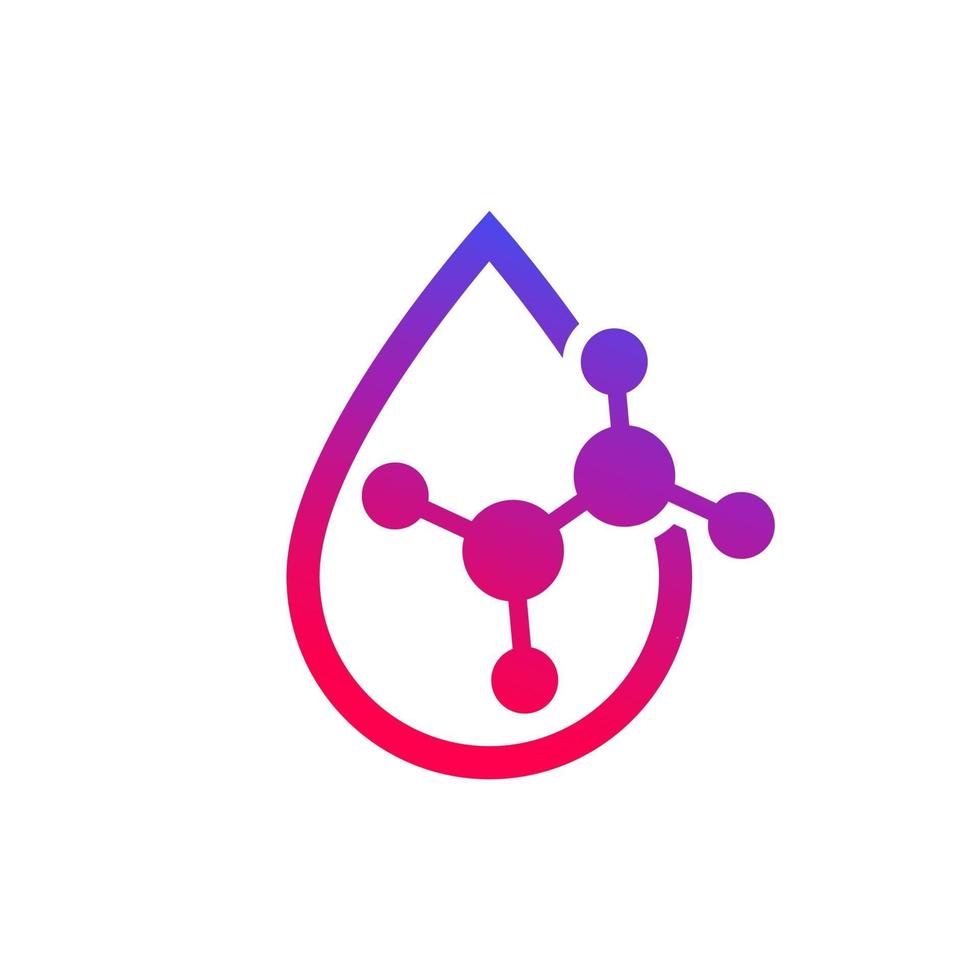 Acid drop icon with a molecule vector