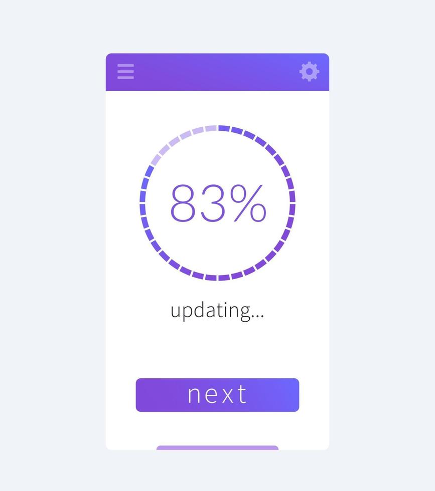 progress screen or updating mobile app interface vector