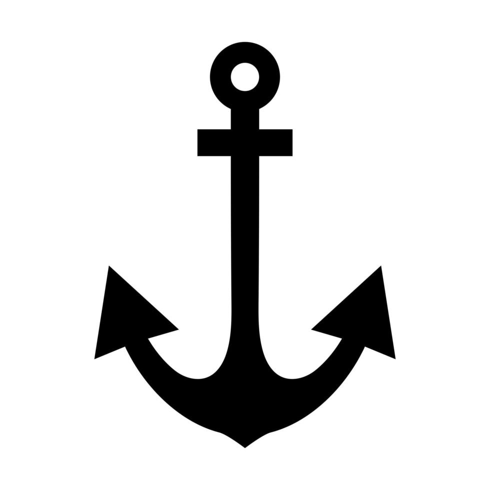 Ilustración de vector de silueta de ancla en blanco y negro el símbolo de un marinero experimentado