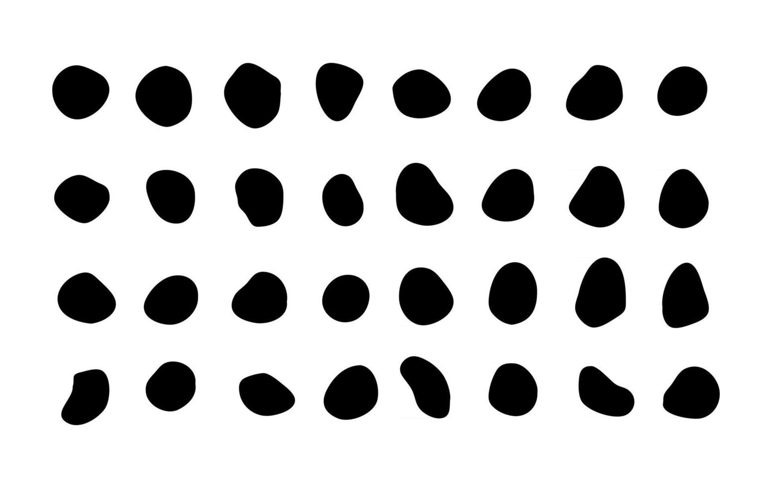 Set of many isolated vector blotches inkblots rich collection of organic blobs blots speck shapes splat fleck scalable graphic design elements stones rocks silhouettes ink stains mottle spot irregular shapes basic simple rounded smooth forms