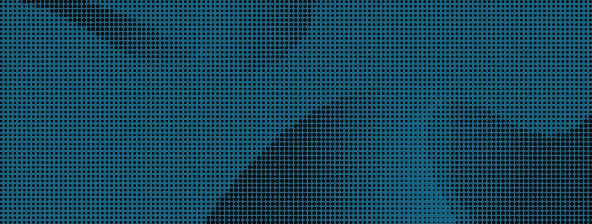 Abstract wave halftone vector background in blue and black colors