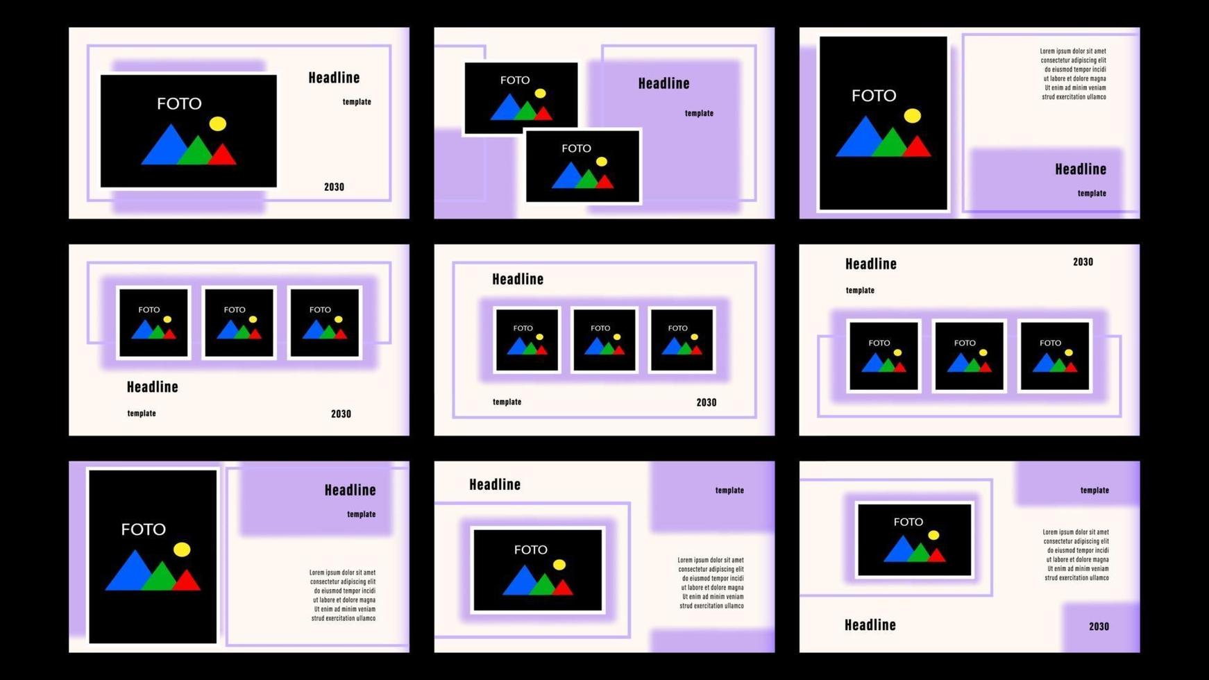 Presentation blurred rectangle landing pages template vector