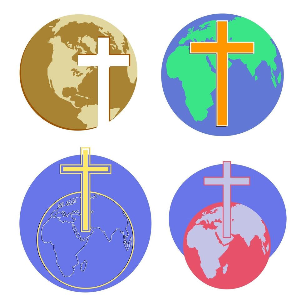 World Cross Globes vector