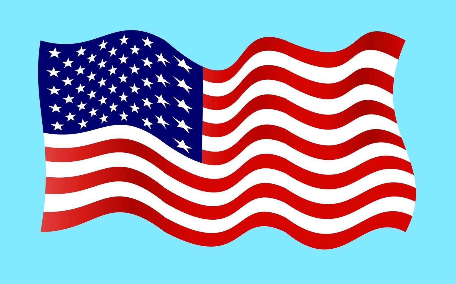 bandera americana patriótica ondulada vector