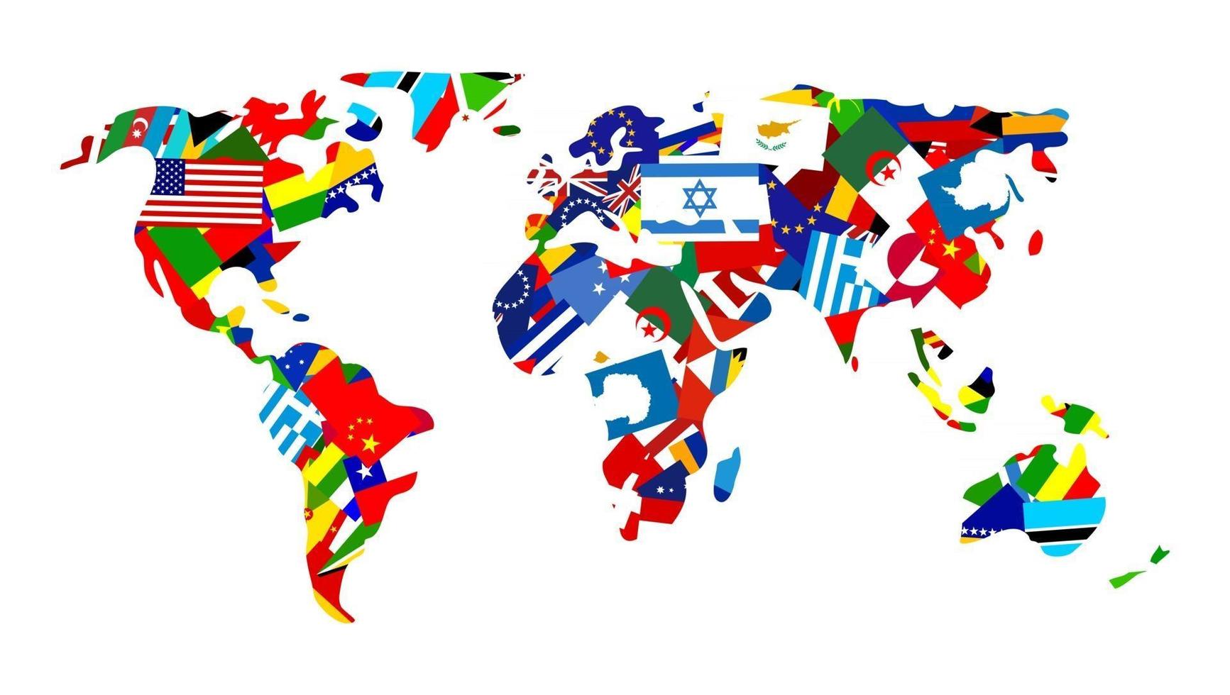mapa de la bandera del mundo vector