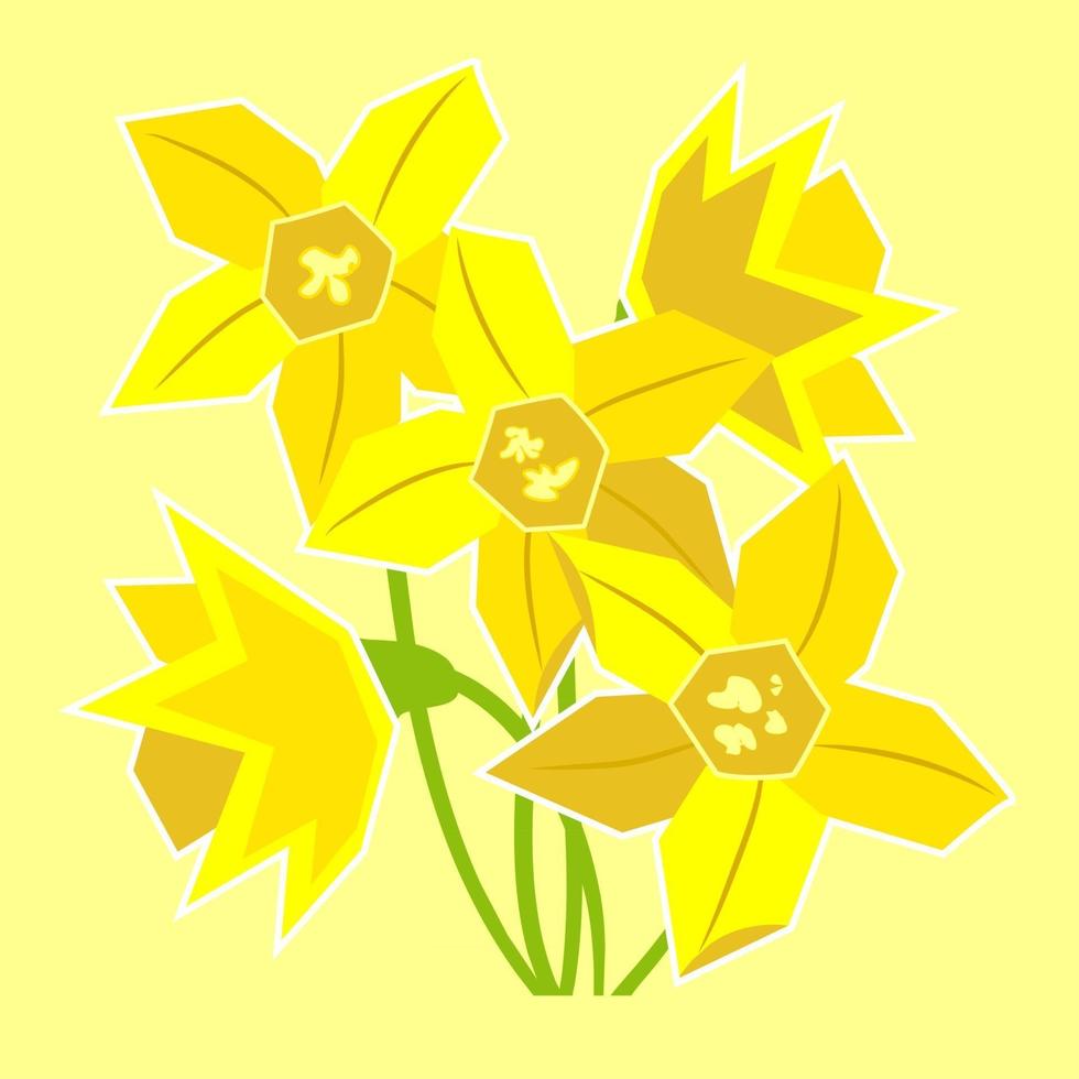 ramo de narcisos de primavera amarilla vector
