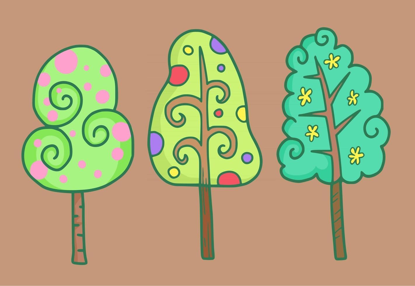 dibujados a mano doodle árboles del bosque vector