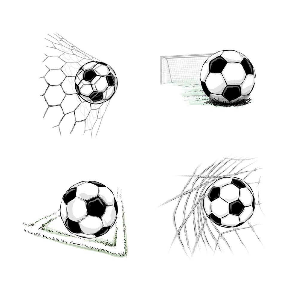 Set of soccer balls on a white background Vector illustration