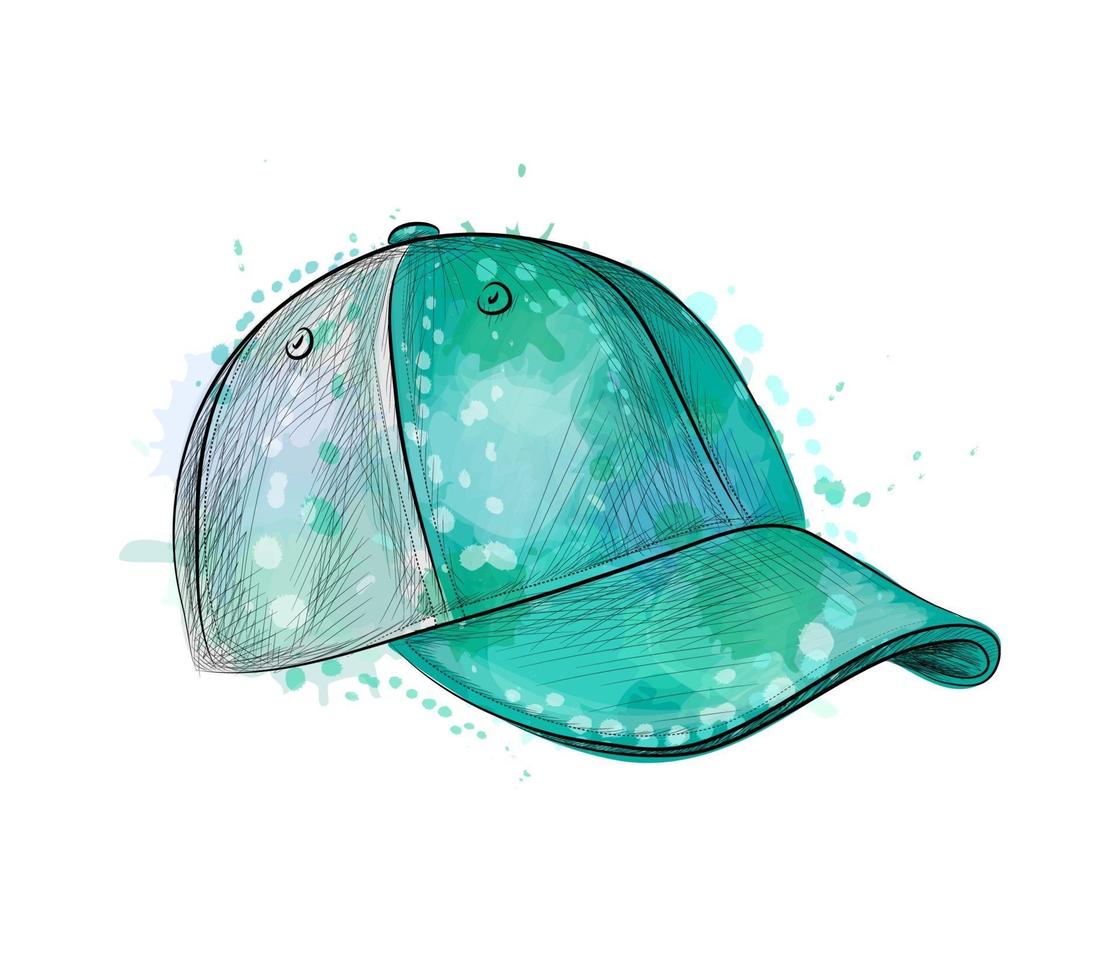 Abstract baseball cap from a splash of watercolor hand drawn sketch Vector illustration of paints