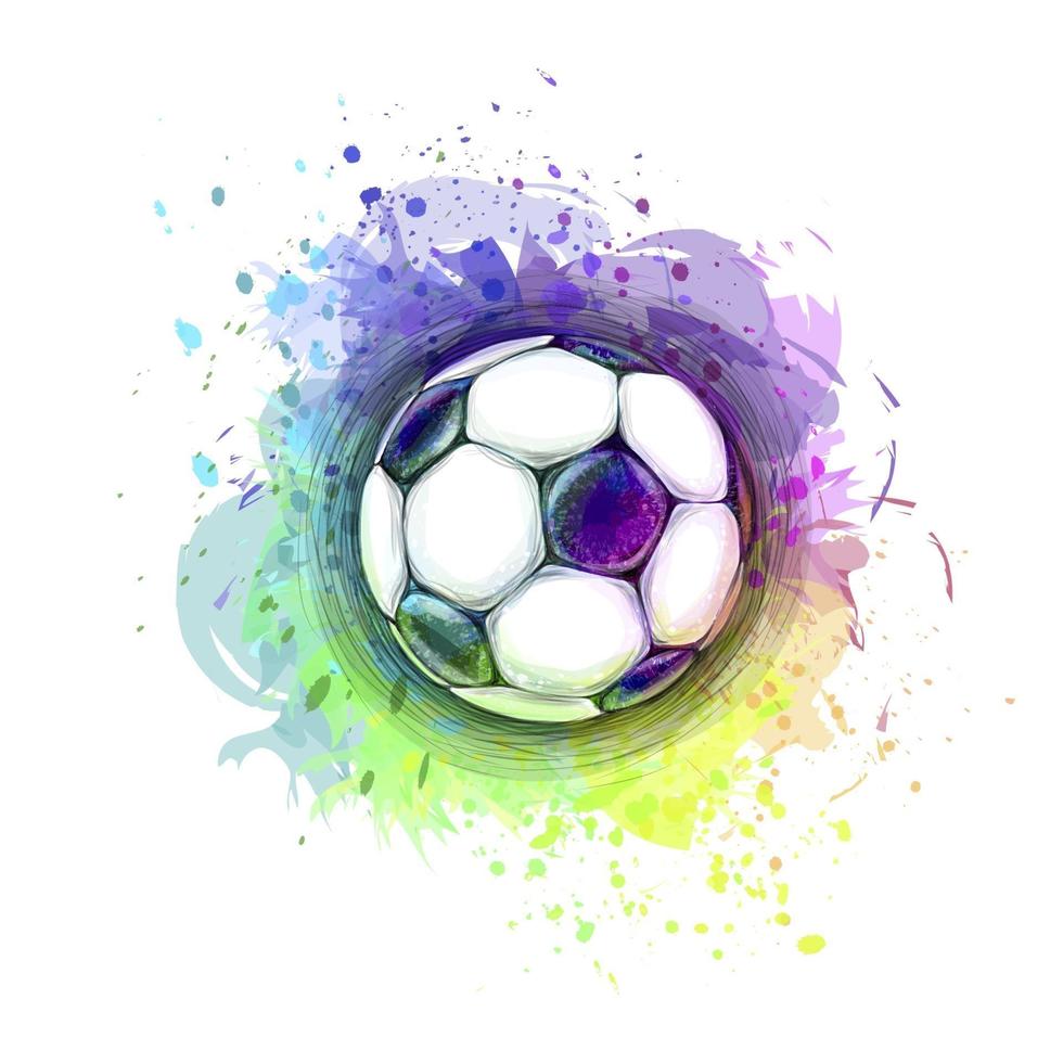 Diseño conceptual con estilo abstracto de un balón de fútbol digital de salpicaduras de acuarelas ilustración vectorial de pinturas vector