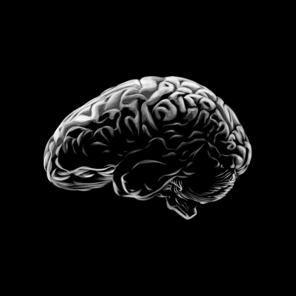 Human brain on a black background Vector illustration