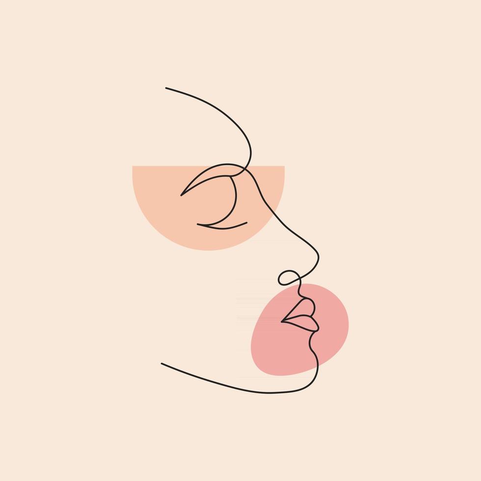 Woman face continuous line drawing vector