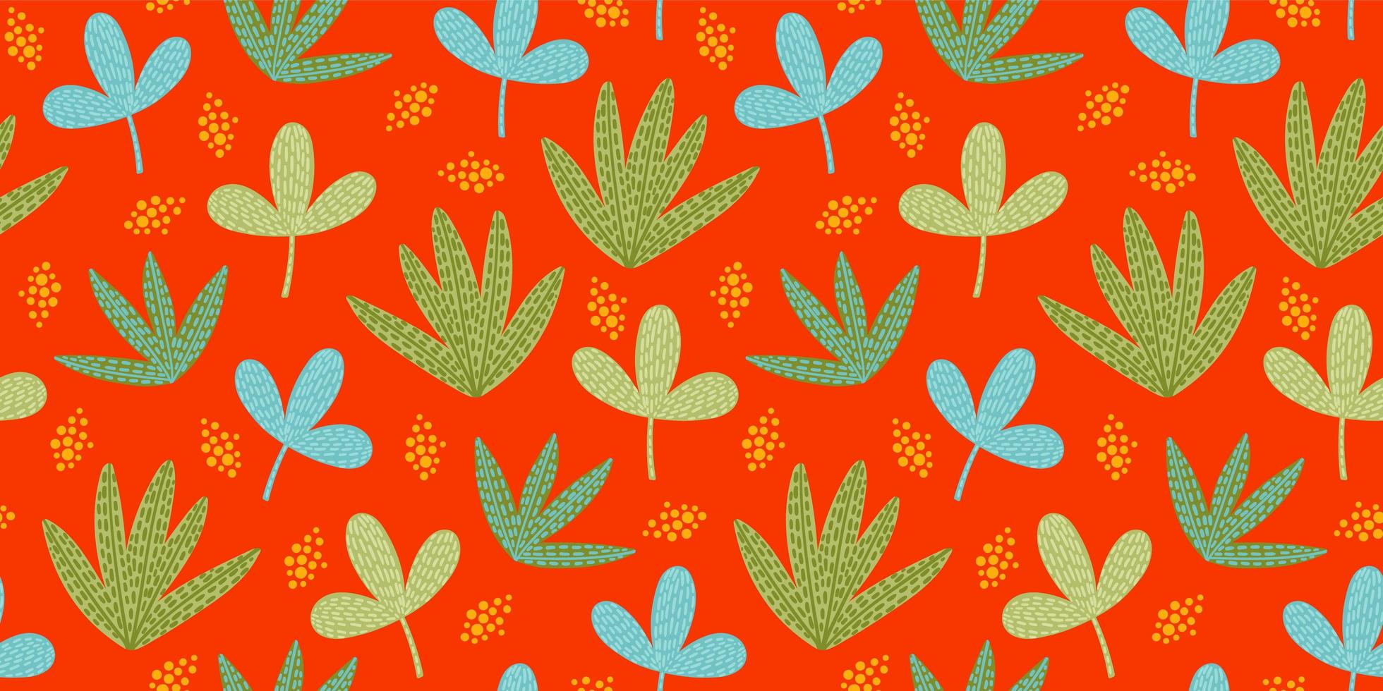 Bright funny pattern with abstract leaves vector