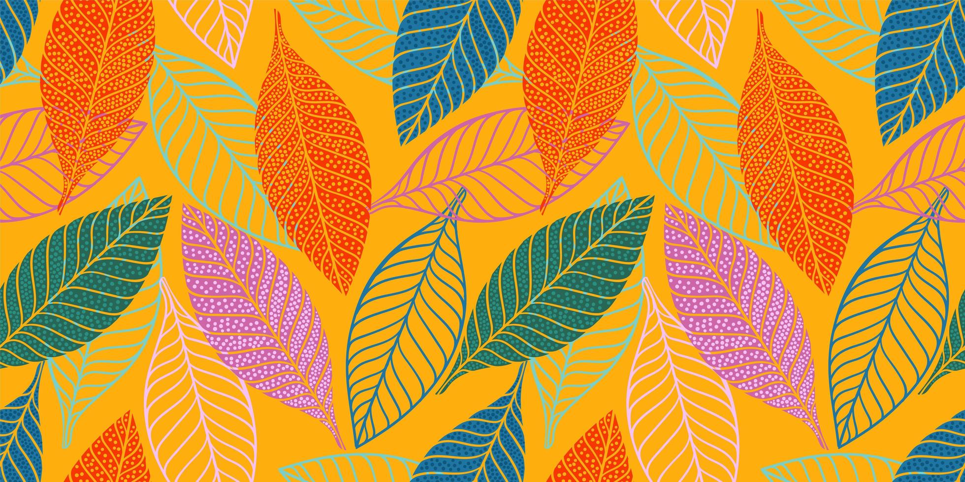 Bright funny pattern with abstract leaves vector