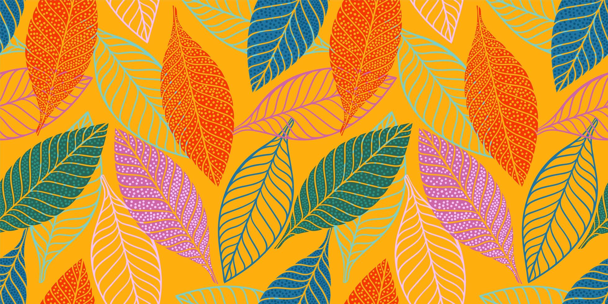 Bright funny pattern with abstract leaves vector