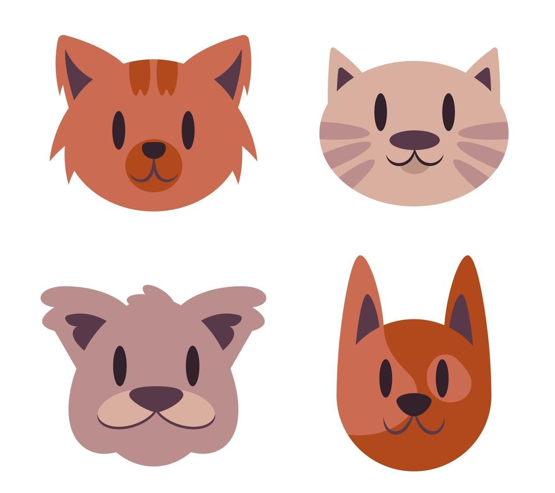Set of funny cat heads vector
