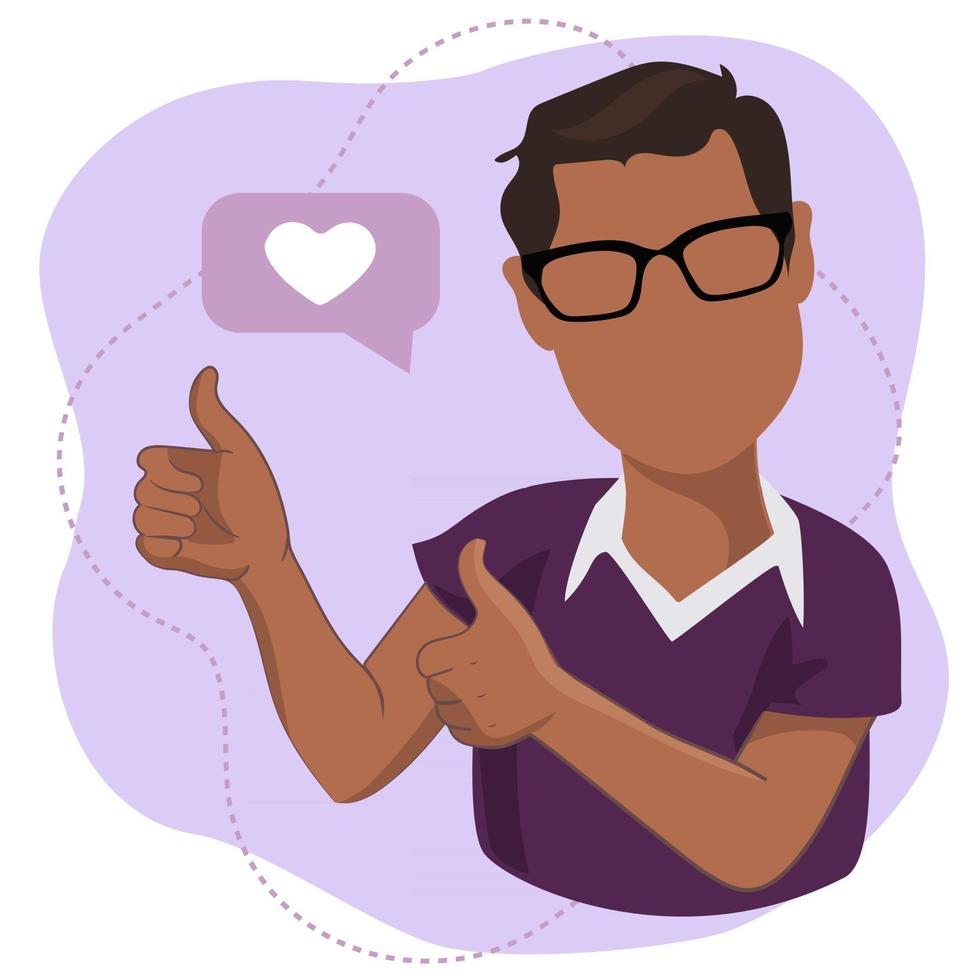 A young african american man with thumbs up gesture vector