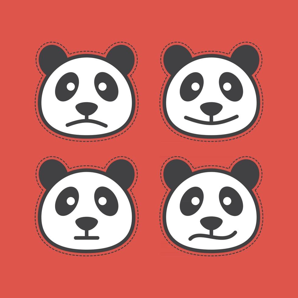 panda face expressions logo flat design vector